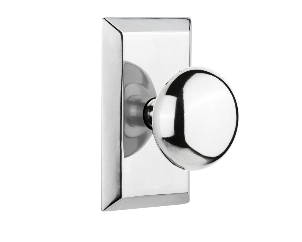 Nostalgic Warehouse Studio Plate Passage New York Door Knob in Bright Chrome
