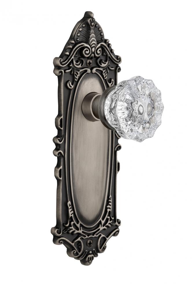 Nostalgic Warehouse Victorian Plate Passage Crystal Glass Door Knob in Antique Pewter