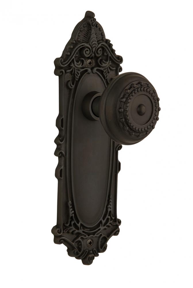 Nostalgic Warehouse Victorian Plate Passage Meadows Door Knob in Oil-Rubbed Bronze
