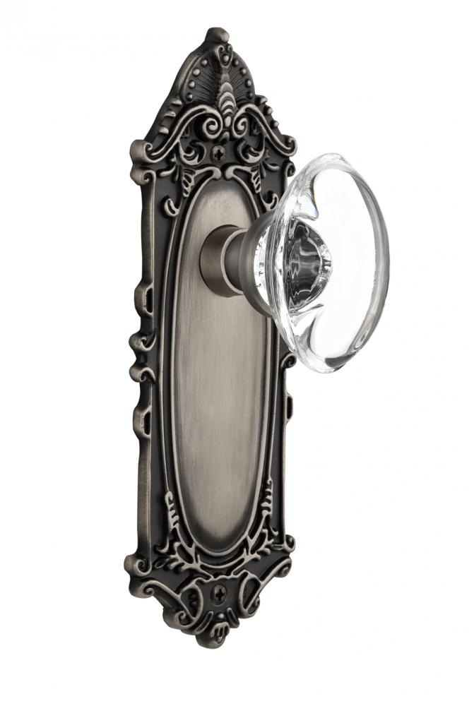 Nostalgic Warehouse Victorian Plate Passage Oval Clear Crystal Glass Door Knob in Antique Pewter