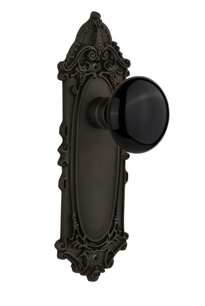 Nostalgic Warehouse Victorian Plate Passage Black Porcelain Door Knob in Oil-Rubbed Bronze