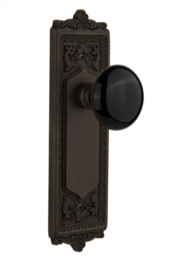 Nostalgic Warehouse Egg & Dart Plate Single Dummy Black Porcelain Door Knob in Oil-Rubbed Bron