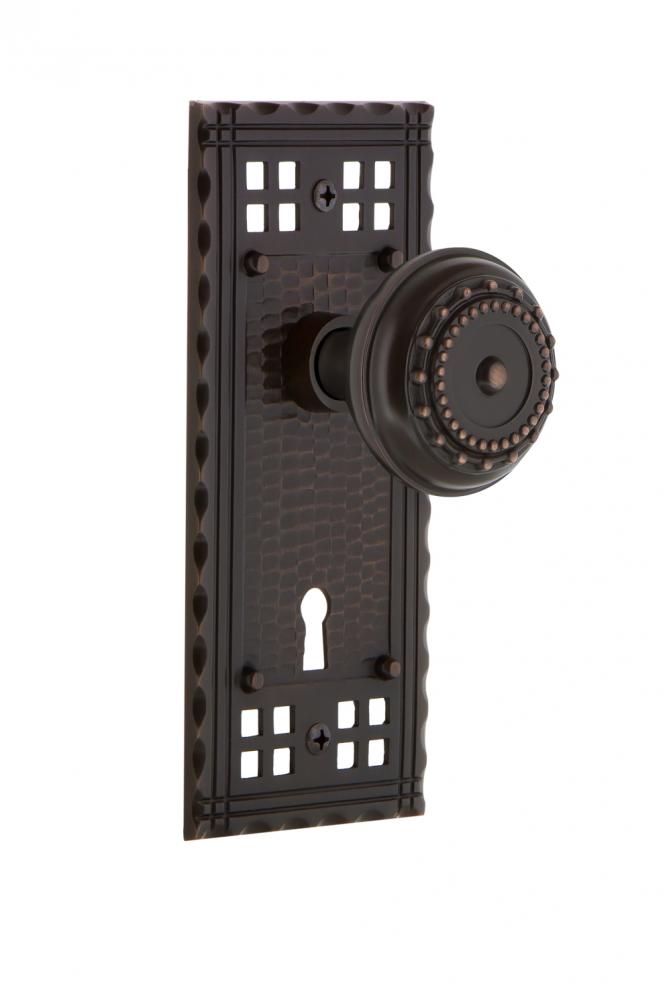 Nostalgic Warehouse Craftsman Plate with Keyhole Passage Meadows Door Knob in Timeless Bronze