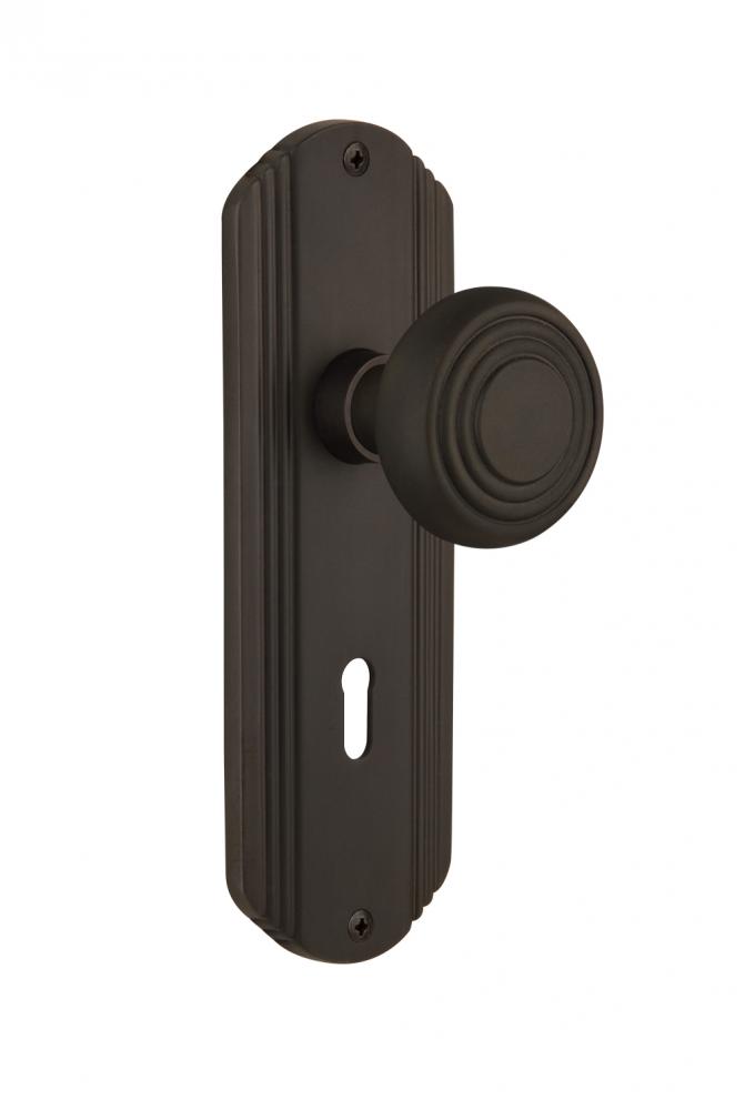 Nostalgic Warehouse Deco Plate with Keyhole Passage Deco Door Knob in Oil-Rubbed Bronze