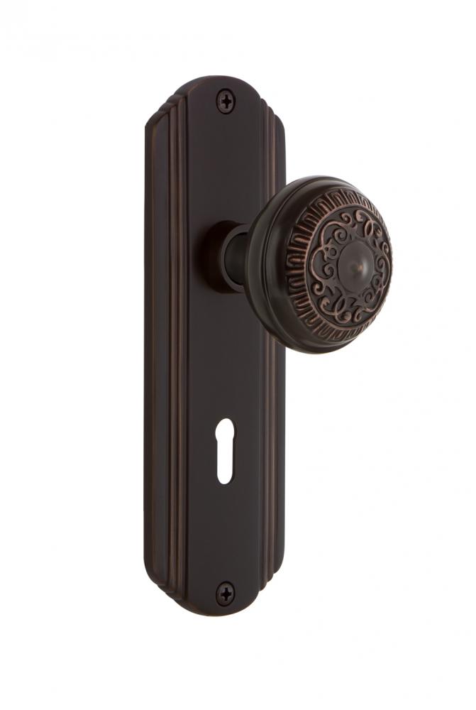 Nostalgic Warehouse Deco Plate with Keyhole Passage Egg & Dart Door Knob in Timeless Bronze