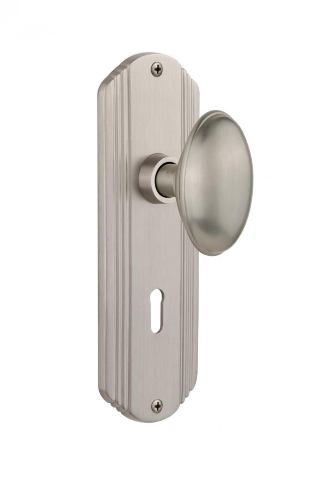 Nostalgic Warehouse Deco Plate with Keyhole Passage Homestead Door Knob in Satin Nickel