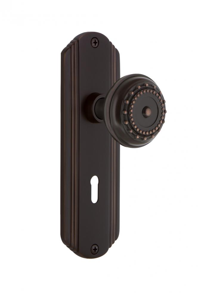 Nostalgic Warehouse Deco Plate with Keyhole Passage Meadows Door Knob in Timeless Bronze