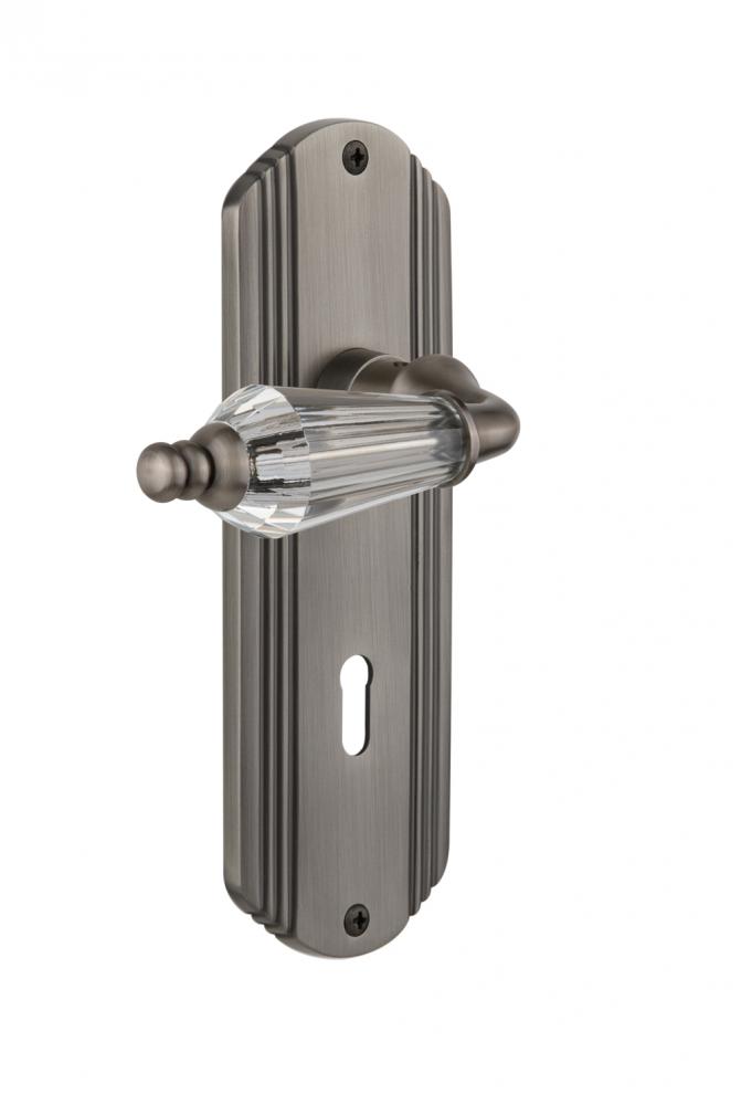 Nostalgic Warehouse Deco Plate with Keyhole Passage Parlor Lever in Antique Pewter