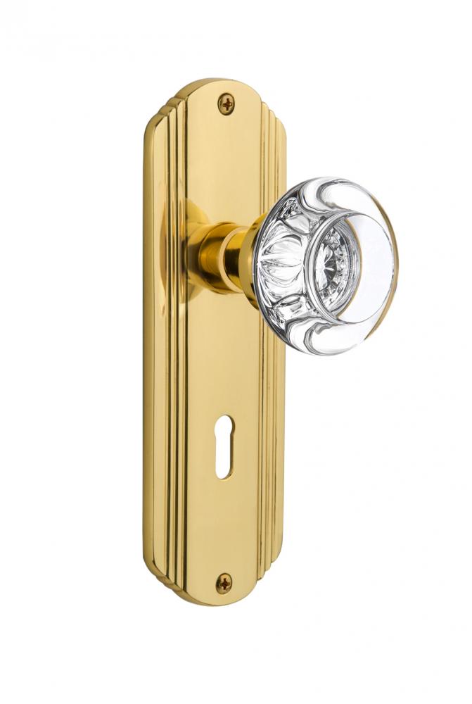 Nostalgic Warehouse Deco Plate with Keyhole Passage Round Clear Crystal Glass Door Knob in Unlacqu