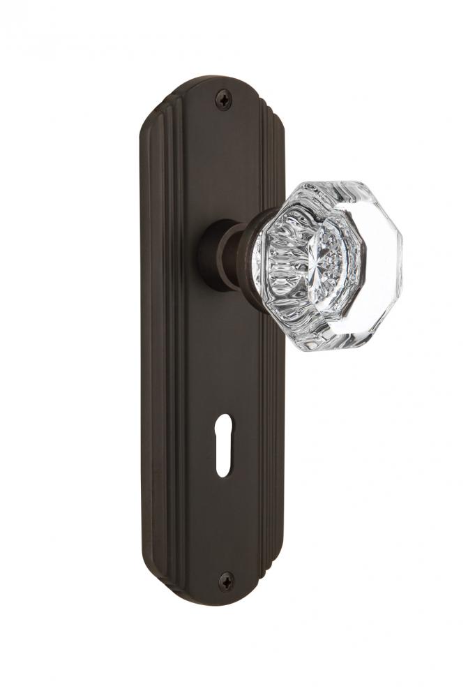 Nostalgic Warehouse Deco Plate with Keyhole Passage Waldorf Door Knob in Oil-Rubbed Bronze
