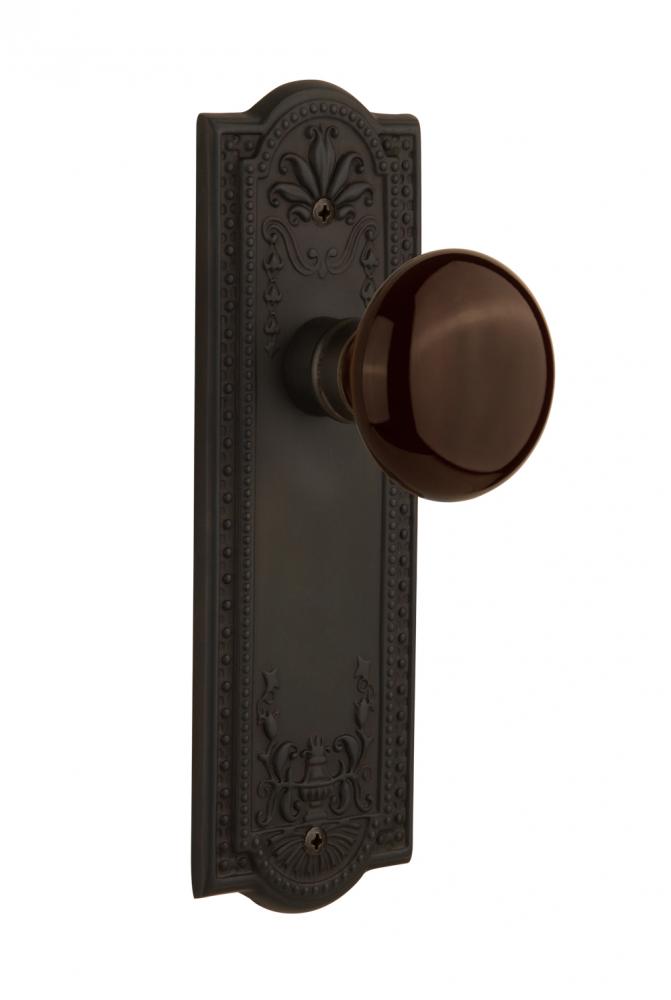 Nostalgic Warehouse Meadows Plate Double Dummy Brown Porcelain Door Knob in Oil-Rubbed Bronze