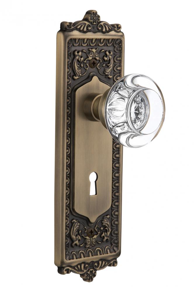 Nostalgic Warehouse Egg & Dart Plate with Keyhole Passage Round Clear Crystal Glass Door Knob