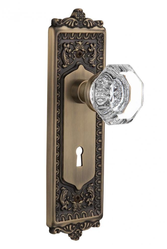 Nostalgic Warehouse Egg & Dart Plate with Keyhole Passage Waldorf Door Knob in Antique Brass