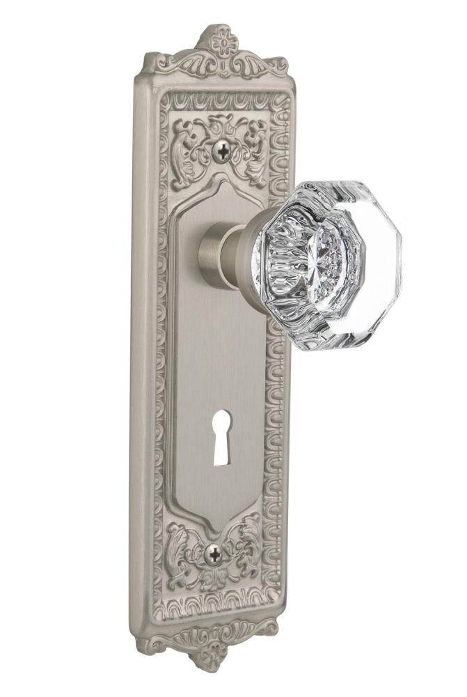 Nostalgic Warehouse Egg & Dart Plate with Keyhole Passage Waldorf Door Knob in Satin Nickel