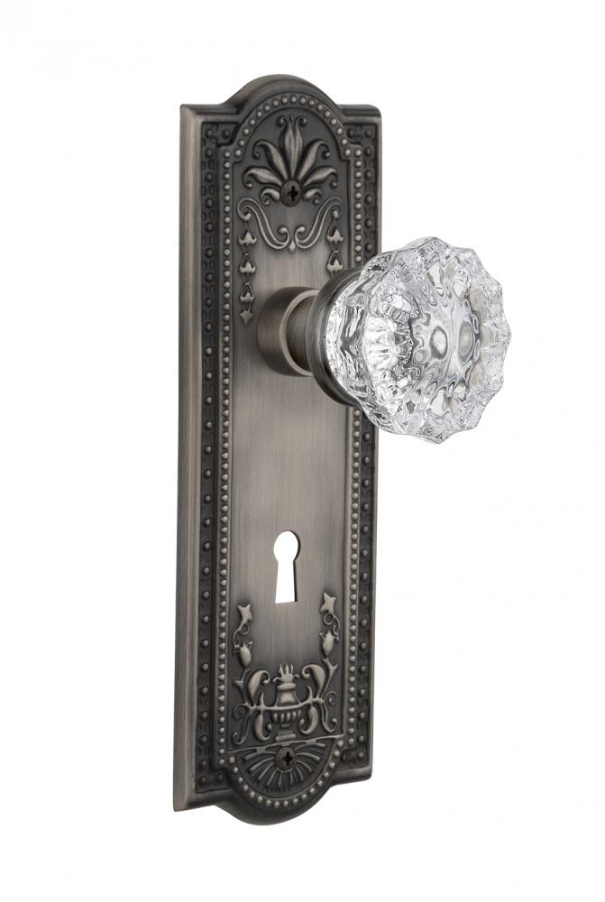 Nostalgic Warehouse Meadows Plate with Keyhole Passage Crystal Glass Door Knob in Antique Pewter