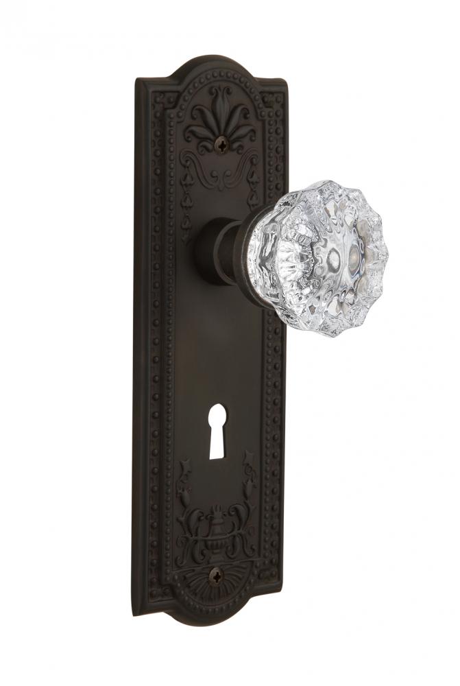 Nostalgic Warehouse Meadows Plate with Keyhole Passage Crystal Glass Door Knob in Oil-Rubbed Bronz