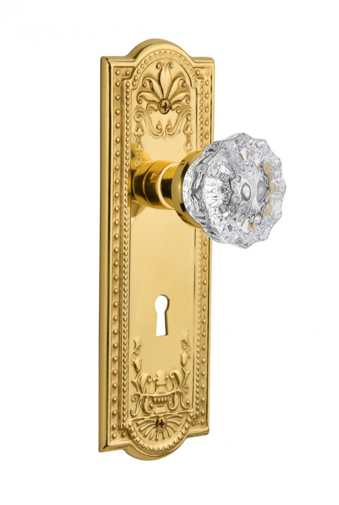 Nostalgic Warehouse Meadows Plate with Keyhole Passage Crystal Glass Door Knob in Polished Brass