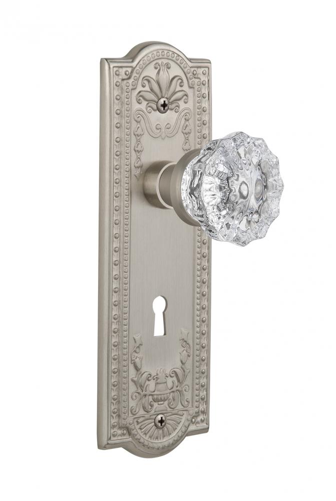 Nostalgic Warehouse Meadows Plate with Keyhole Passage Crystal Glass Door Knob in Satin Nickel