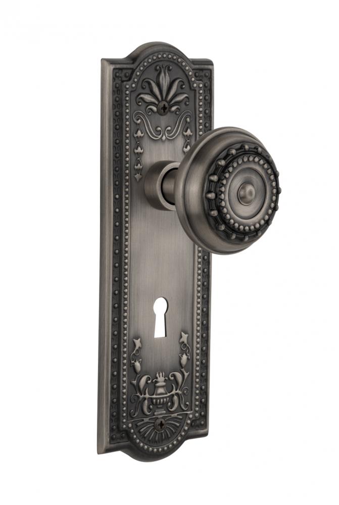 Nostalgic Warehouse Meadows Plate with Keyhole Passage Meadows Door Knob in Antique Pewter