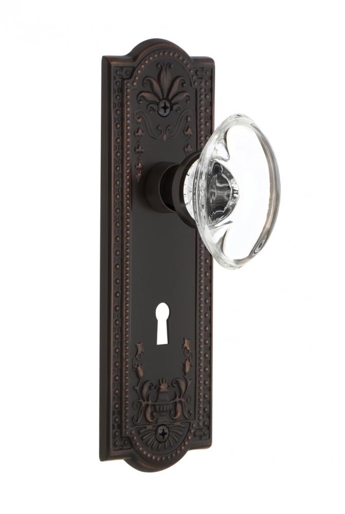 Nostalgic Warehouse Meadows Plate with Keyhole Passage Oval Clear Crystal Glass Door Knob in Timel