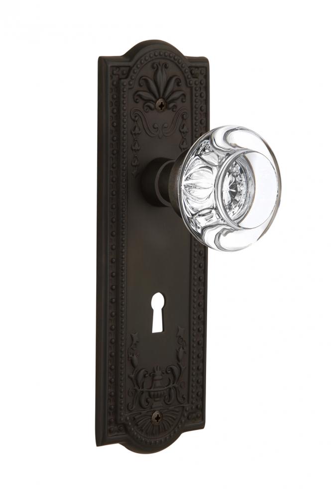 Nostalgic Warehouse Meadows Plate with Keyhole Passage Round Clear Crystal Glass Door Knob in Oil-