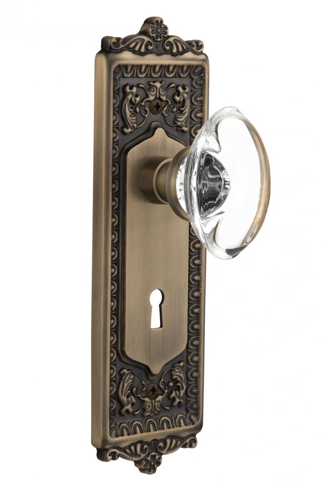 Nostalgic Warehouse Egg & Dart Plate with Keyhole Passage Oval Clear Crystal Glass Door Knob i