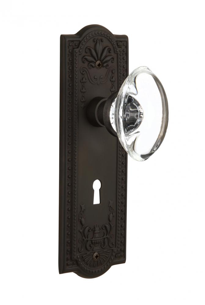 Nostalgic Warehouse Meadows Plate with Keyhole Passage Oval Clear Crystal Glass Door Knob in Oil-R