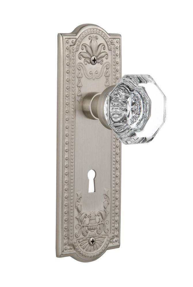 Nostalgic Warehouse Meadows Plate with Keyhole Passage Waldorf Door Knob in Satin Nickel