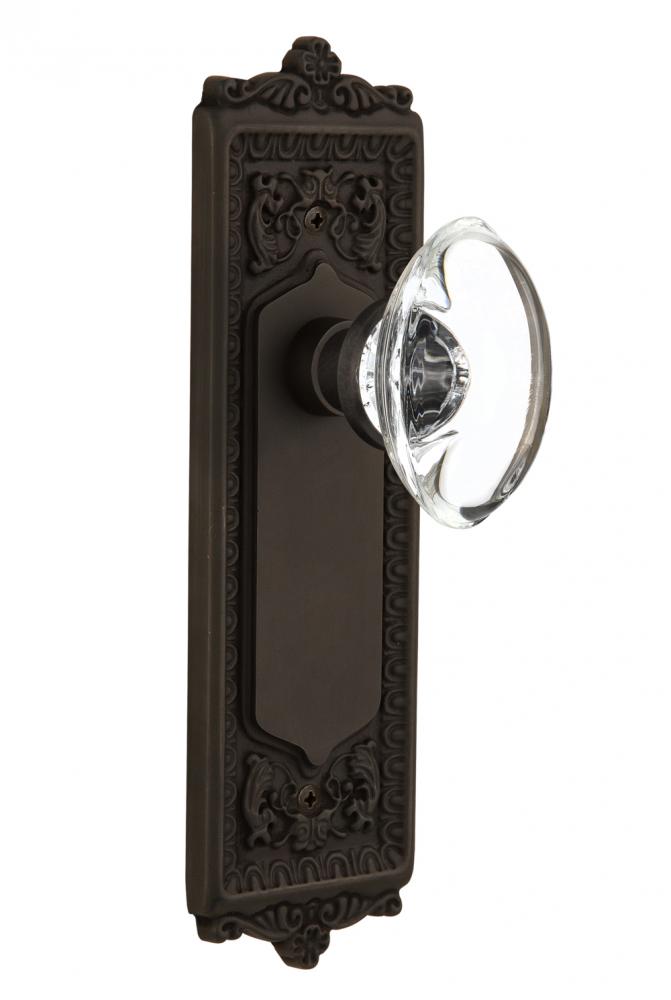 Nostalgic Warehouse Egg & Dart Plate Double Dummy Oval Clear Crystal Glass Door Knob in Oil-Ru