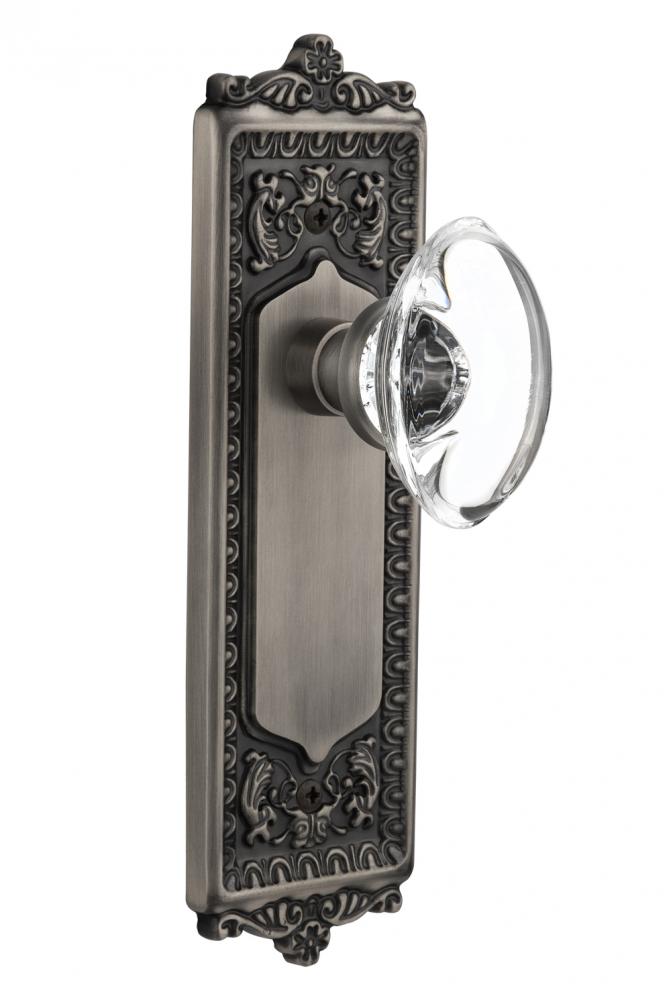 Nostalgic Warehouse Egg & Dart Plate Privacy Oval Clear Crystal Glass Door Knob in Antique Pew