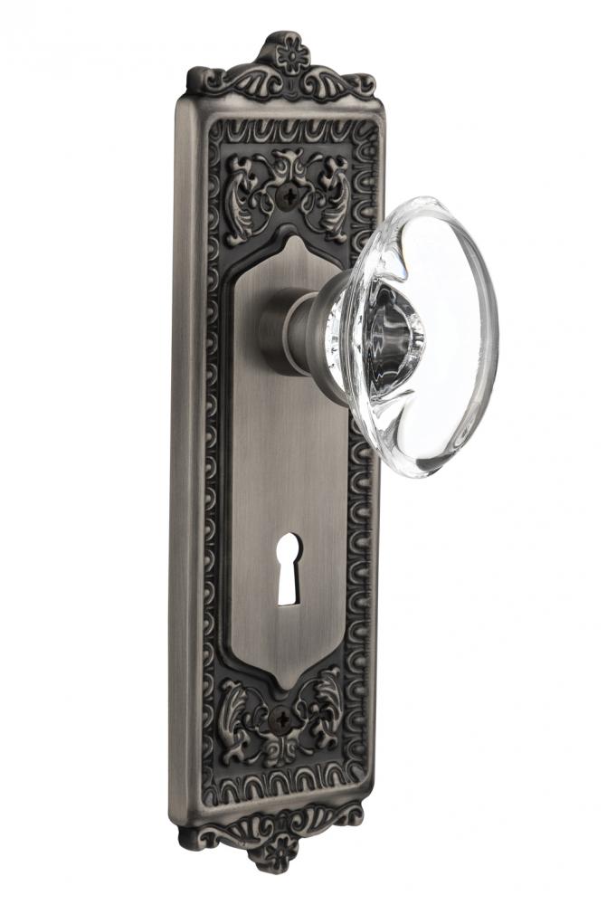 Nostalgic Warehouse Egg & Dart Plate with Keyhole Privacy Oval Clear Crystal Glass Door Knob i