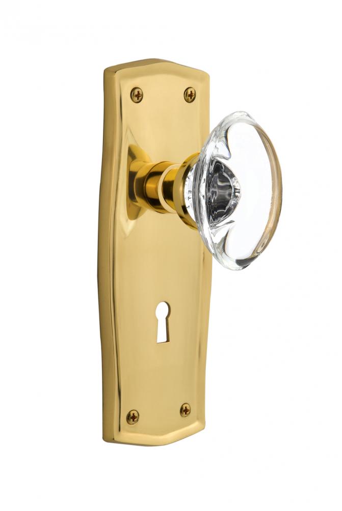 Nostalgic Warehouse Prairie Plate with Keyhole Privacy Oval Clear Crystal Glass Door Knob in Polis
