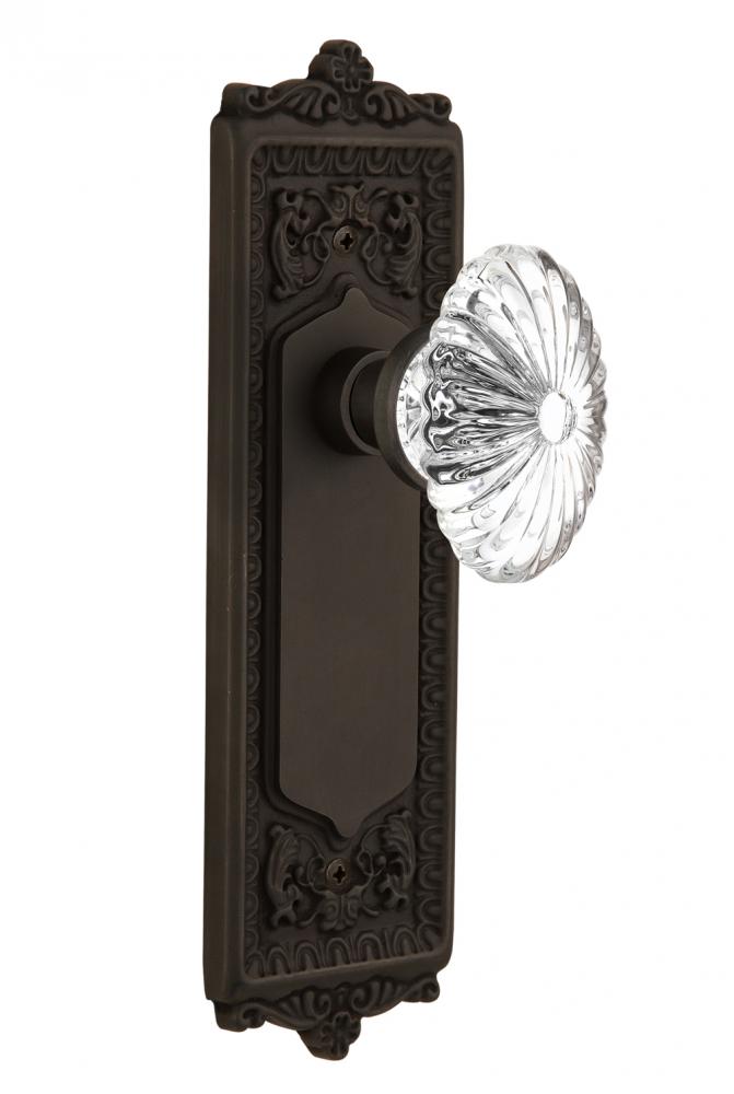 Nostalgic Warehouse Egg & Dart Plate Passage Oval Fluted Crystal Glass Door Knob in Oil-Rubbed
