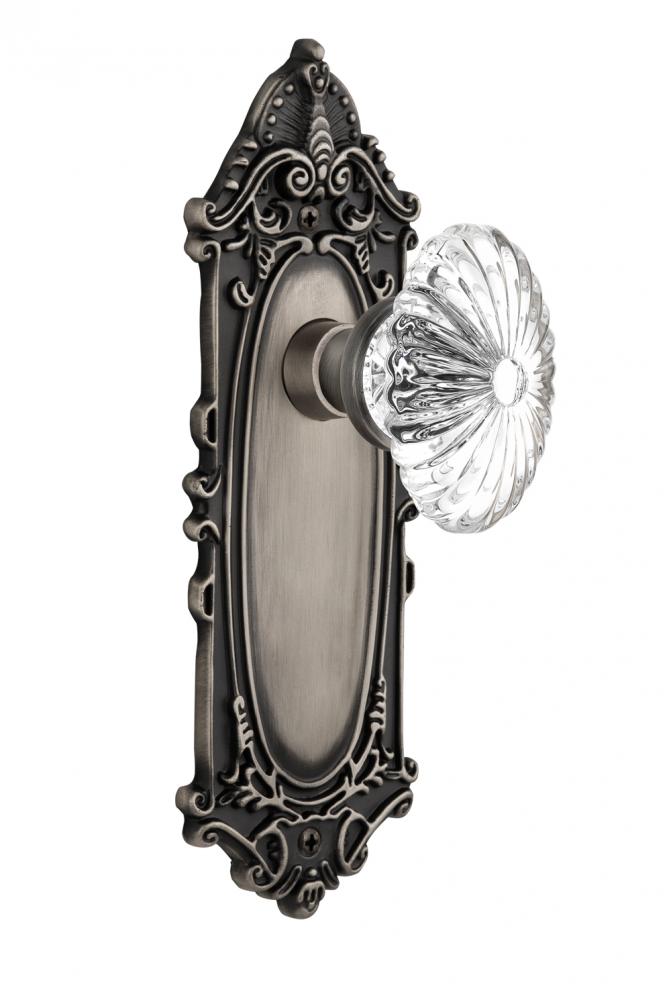 Nostalgic Warehouse Victorian Plate Single Dummy Oval Fluted Crystal Glass Door Knob in Antique Pe