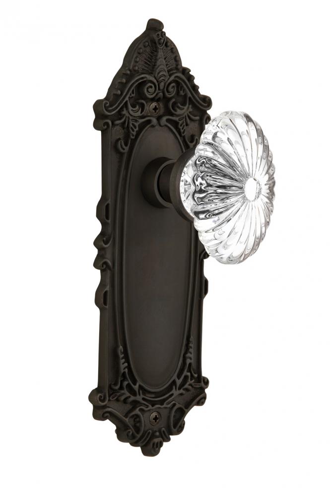 Nostalgic Warehouse Victorian Plate Double Dummy Oval Fluted Crystal Glass Door Knob in Oil-Rubbed