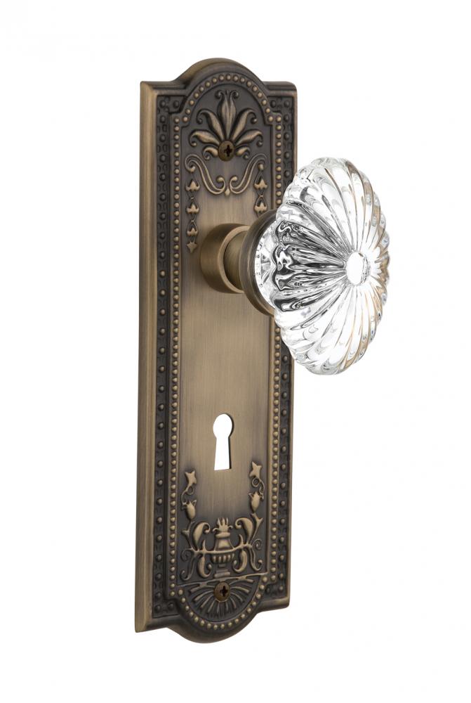 Nostalgic Warehouse Meadows Plate with Keyhole Double Dummy Oval Fluted Crystal Glass Door Knob in