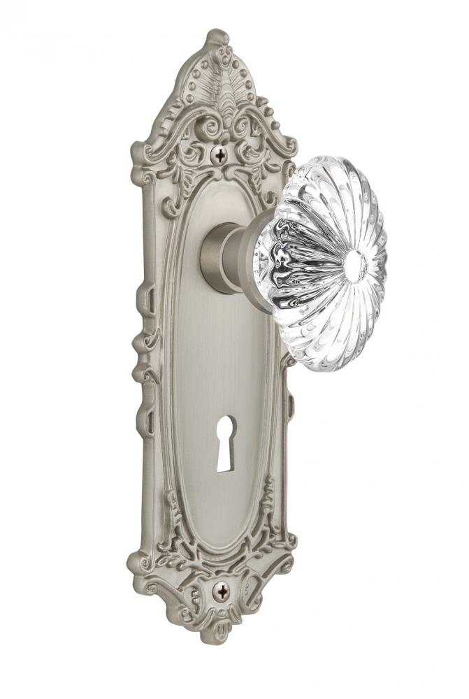 Nostalgic Warehouse Victorian Plate with Keyhole Double Dummy Oval Fluted Crystal Glass Door Knob