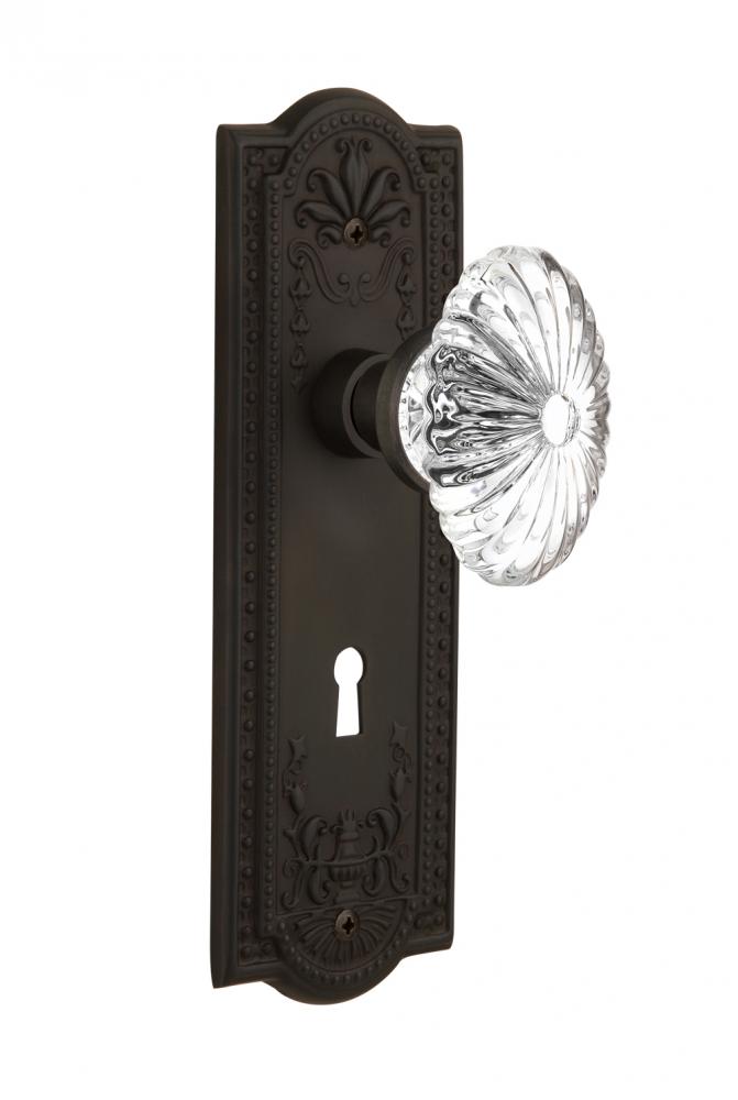 Nostalgic Warehouse Meadows Plate with Keyhole Privacy Oval Fluted Crystal Glass Door Knob in Oil-
