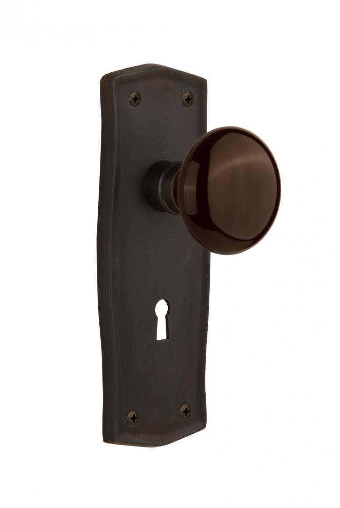 Nostalgic Warehouse Prairie Plate with Keyhole Passage Brown Porcelain Door Knob in Oil-Rubbed Bro