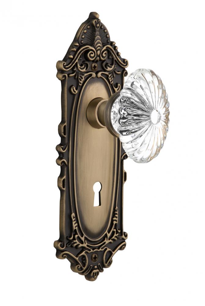 Nostalgic Warehouse Victorian Plate Interior Mortise Oval Fluted Crystal Glass Door Knob in Antiqu