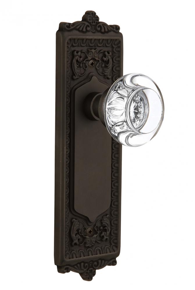 Nostalgic Warehouse Egg & Dart Plate Passage Round Clear Crystal Glass Door Knob in Oil-Rubbed