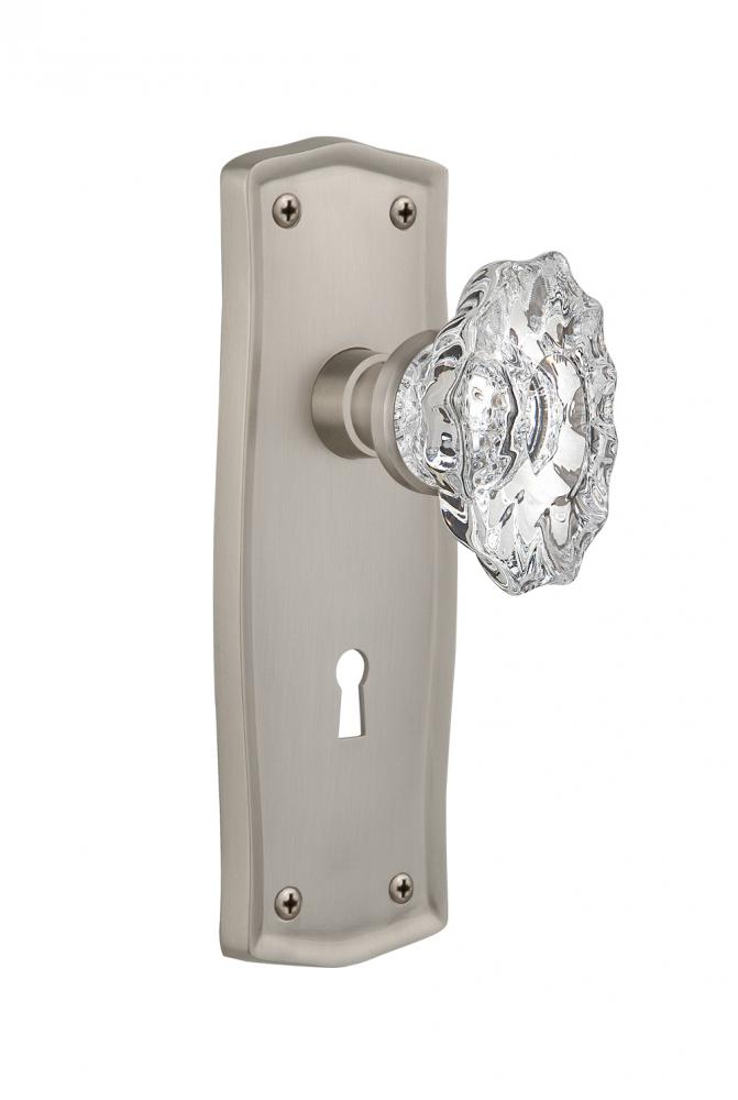 Nostalgic Warehouse Prairie Plate with Keyhole Passage Chateau Door Knob in Satin Nickel