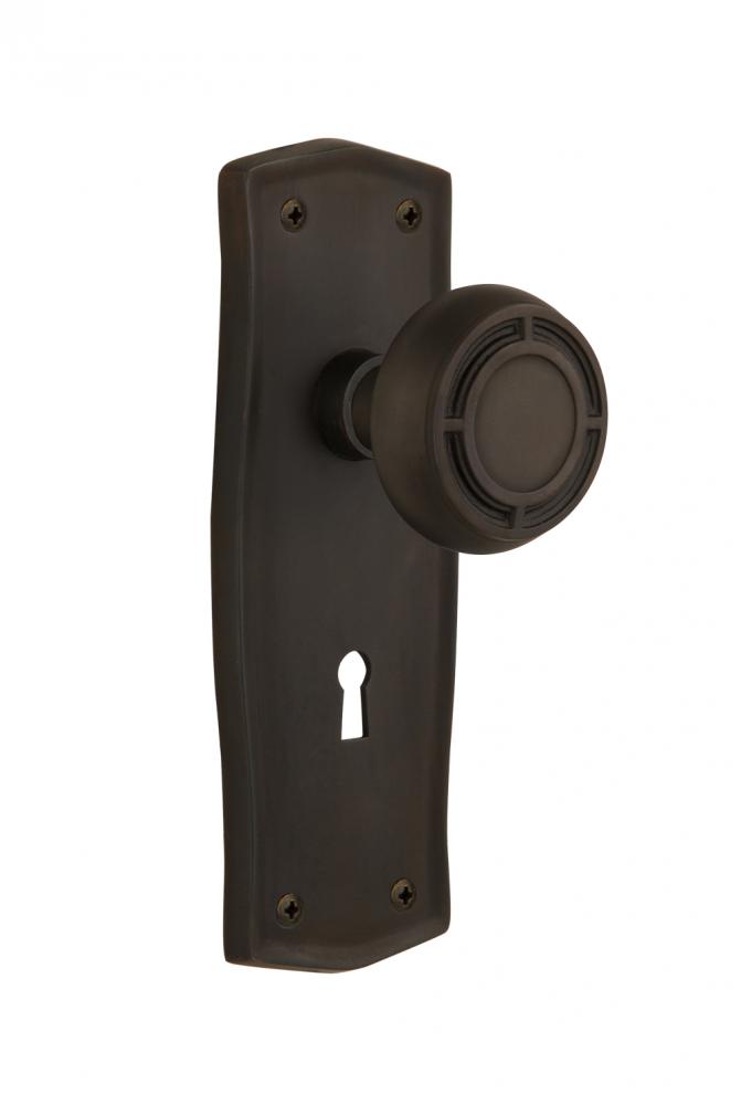 Nostalgic Warehouse Prairie Plate with Keyhole Passage Mission Door Knob in Oil-Rubbed Bronze