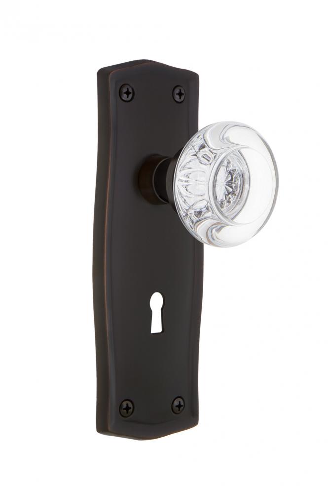 Nostalgic Warehouse Prairie Plate with Keyhole Passage Round Clear Crystal Glass Door Knob in Time