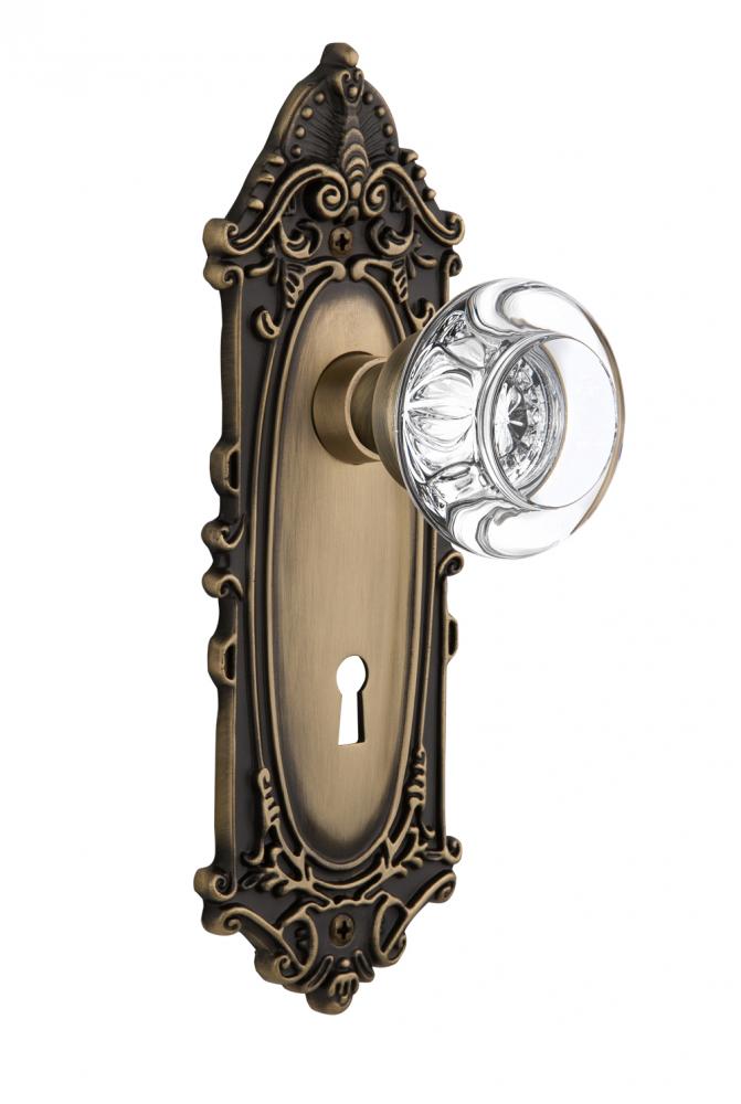Nostalgic Warehouse Victorian Plate with Keyhole Privacy Round Clear Crystal Glass Door Knob in An