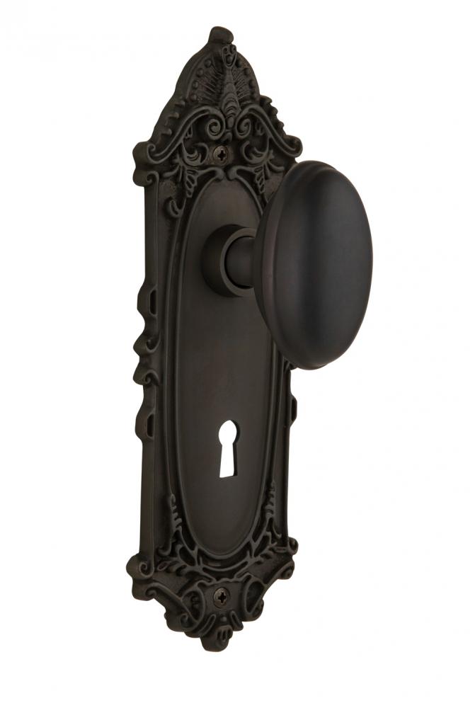 Nostalgic Warehouse Victorian Plate with Keyhole Passage Homestead Door Knob in Oil-Rubbed Bronze