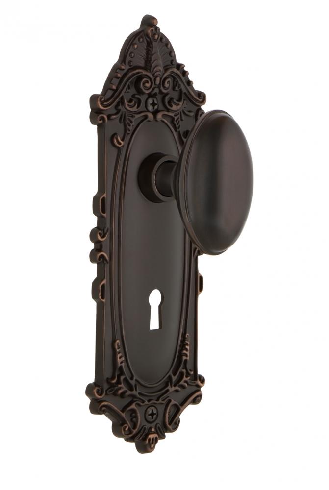 Nostalgic Warehouse Victorian Plate with Keyhole Passage Homestead Door Knob in Timeless Bronze
