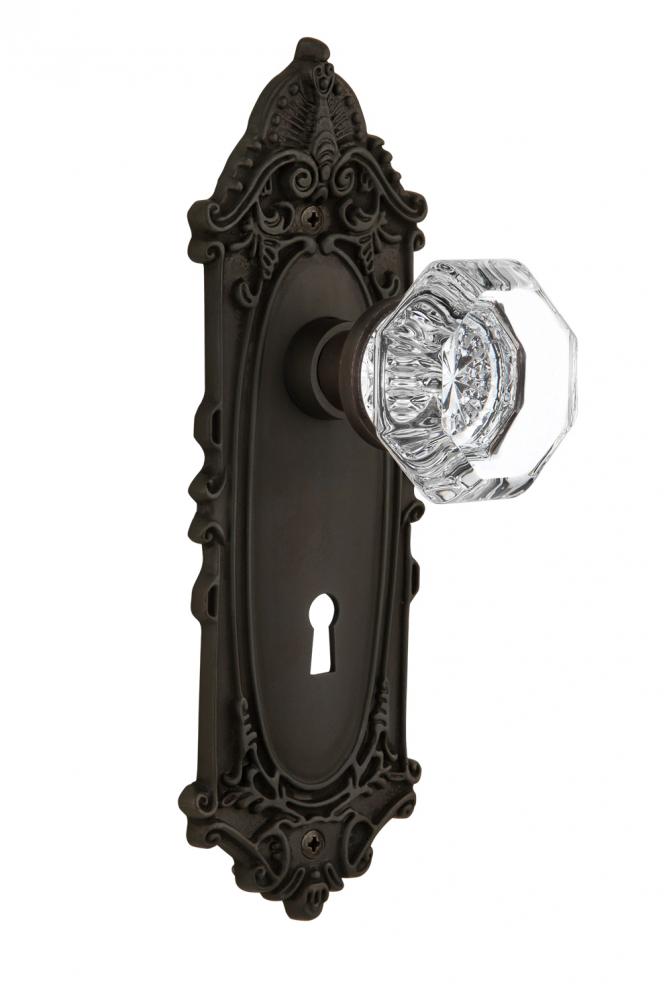 Nostalgic Warehouse Victorian Plate with Keyhole Passage Waldorf Door Knob in Oil-Rubbed Bronze