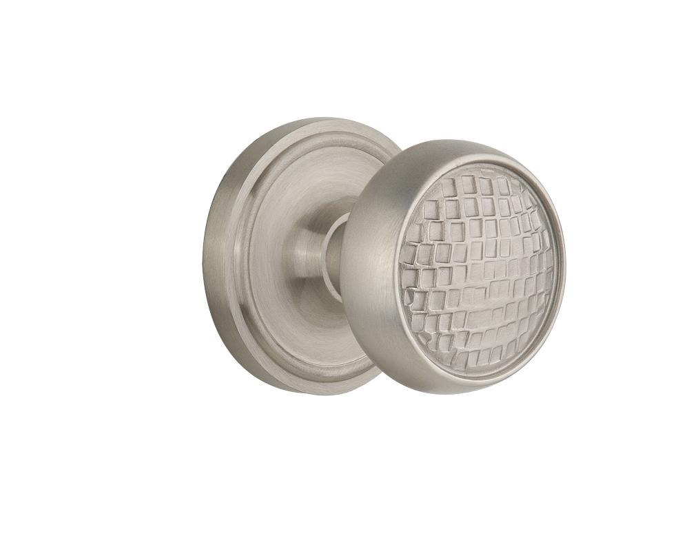 Nostalgic Warehouse Classic Rosette Privacy Craftsman Door Knob in Satin Nickel