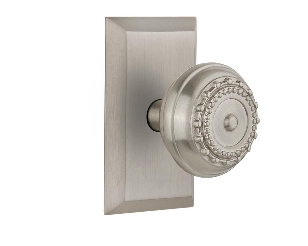Nostalgic Warehouse Studio Plate Single Dummy Meadows Door Knob in Satin Nickel